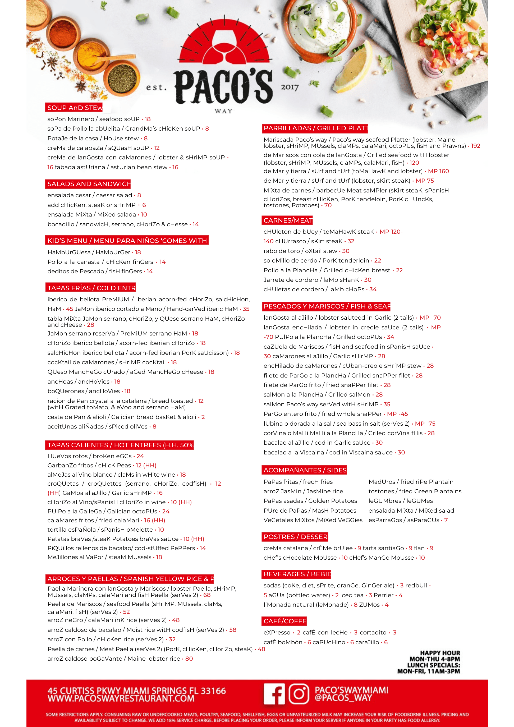 Paco's Way Miami happy hour in Miami